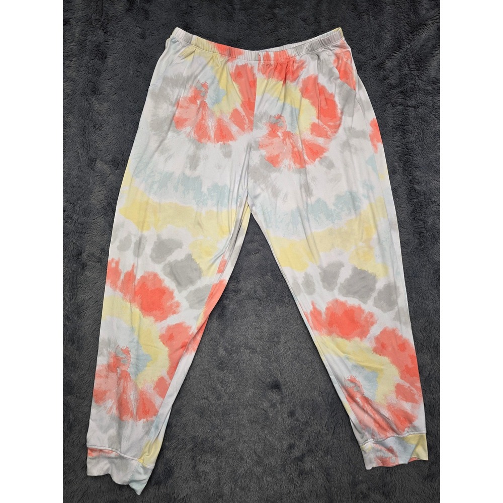 Secret Treasures Tie Dye Pajama Jogger Pants Pastel Orange Yellow Grey L 12-14